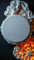 abstract composition white textured forms glowing element photo