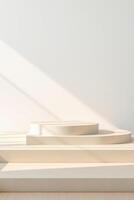 three-tiered circular display platforms a minimalist setting photo