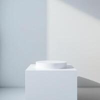 white cylindrical platform on cubic base photo