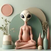 serene alien sculpture a lotus position photo