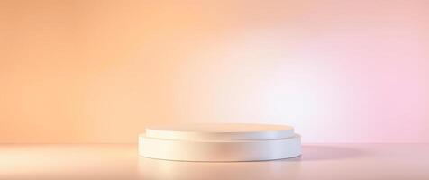 two-tiered cylindrical platform on peach background photo