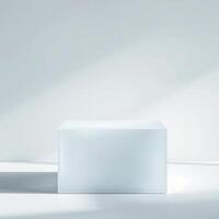 pale-blue cube on a pristine white surface photo