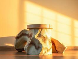 abstract wooden sculpture with swirling design photo