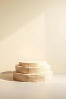 three-tiered circular stone-textured platforms a minimalist setting photo