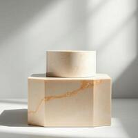 pale stone blocks create a minimalist display photo