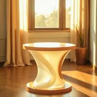 modern translucent side table with swirling design photo
