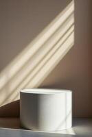 subtle textured cylindrical platform a minimalist studio setting photo