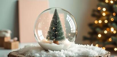 miniature illuminated evergreen glass sphere photo