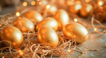 gleaming golden eggs a warm setting photo