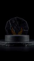 cylindrical dark marble display platform photo