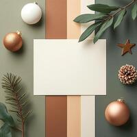 blank card with ornaments greenery earth tones photo