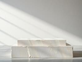 layered stone blocks create a minimalist display photo
