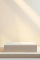 two-tiered display platform a minimalist studio setting photo