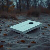 white wooden board game an autumnal setting photo