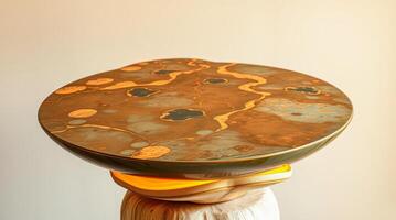 contemporary illuminated side table with abstract photo