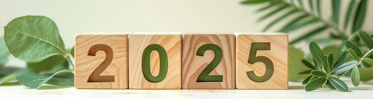 wooden number blocks displaying two thousand twenty-five photo