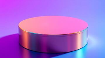 iridescent cylinder on gradient background photo