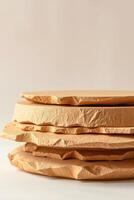 stacked circular platforms with earthy texture photo