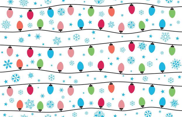 Seamless pattern of Christmas Bulb and snowflake