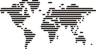 Simple horizontal line map of the world, white background vector