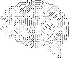 circuit board, maze and brain, Artificial intelligence concept. illustration vector