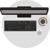 Desk with computer and other things, illustration vector