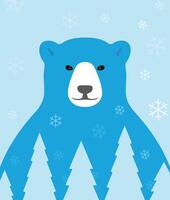 Polar bear with trees and snowflake vector