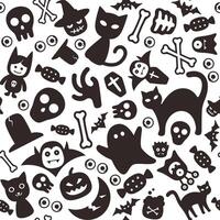 Halloween flat icon design set, squared seamless pattern vector