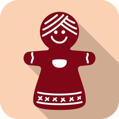 Christmas gingerbread man flat icon