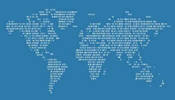 World map of binary computer code vector