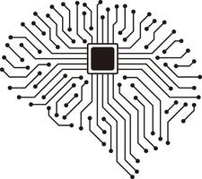 circuit board, chip and brain, Artificial intelligence concept. illustration vector