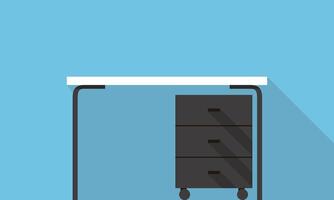 Single Desk with drawer flat icon design, Blue color background, light and shadow. vector