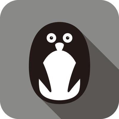 Cute penguin face and body flat design,