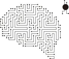 circuit board, maze and brain, Artificial intelligence concept. illustration vector