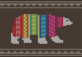 Polar bear wearing sweater on the knitting pattern, Happy new year, illustration vector