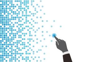 Digital background, Pattern of QR code, polka dots. finger touching the screen vector