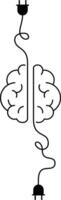 Human brain and artificial intelligence concept, top view vector