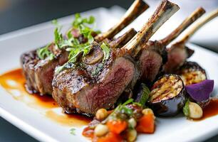 Delicious Grilled Lamb Chops with Roasted Vegetables photo