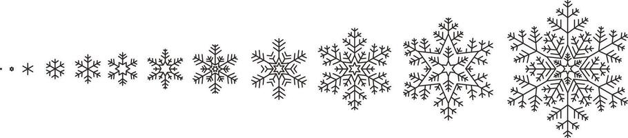 Snowflake icons, from small to big vector