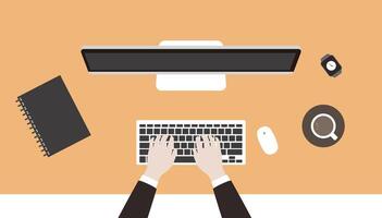 Business man using the computer, illustration vector