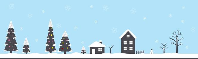 Winter, Christmas with snow, forest, house, vector
