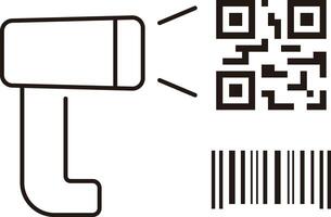 Bar code and QR code scanner line icon vector