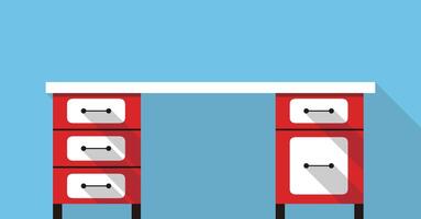 Single Desk with drawer flat icon design, Blue color background vector