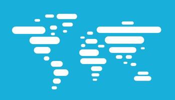 Simple horizontal line map of the world, vector