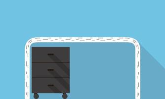 Single Desk with drawer flat icon design, Blue color background, light and shadow. vector