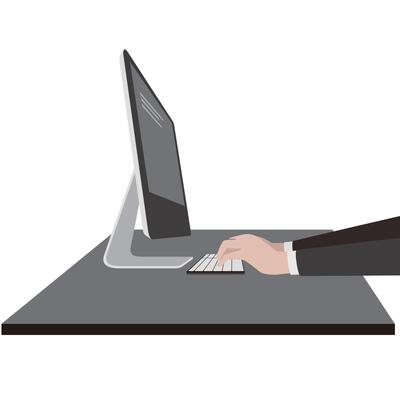 Business man using the computer, illustration