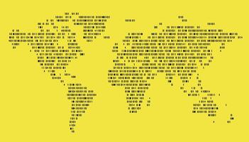 World map of binary computer code vector