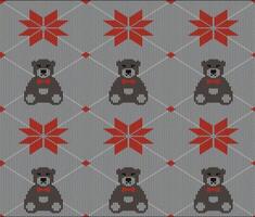 Snow and bear on the knitting pattern, Happy new year, illustration vector