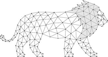 Lion is walking, triangle mesh, illustration vector