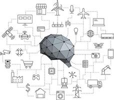 Artificial intelligence connects the future, illustration vector